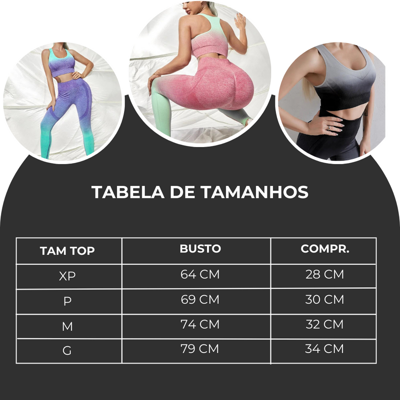 Conjunto Fitness Degradê | Sem Costura | Cintura Alta