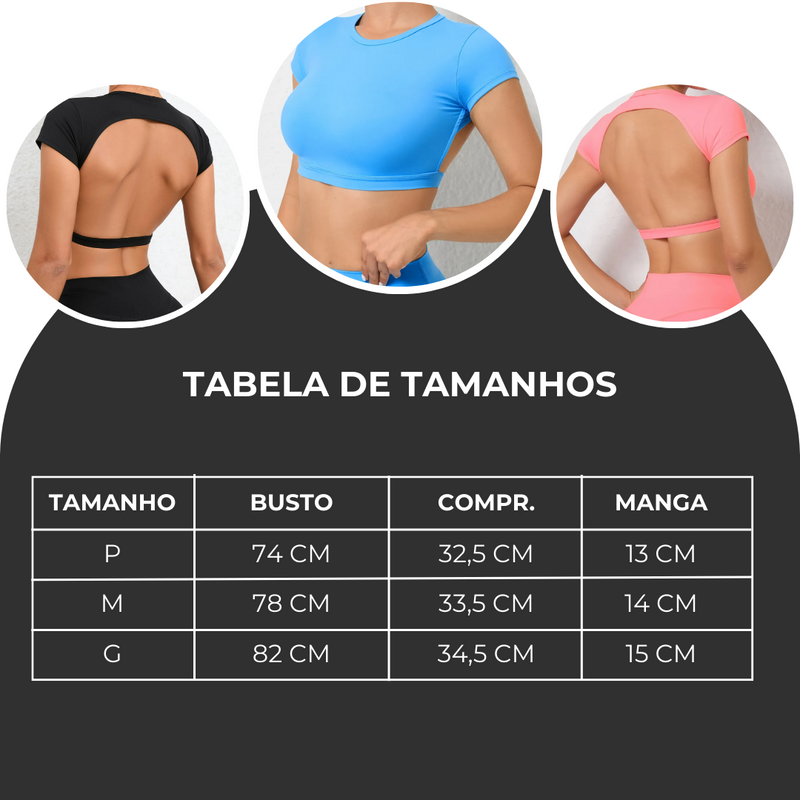 Top sem Costas | Fechado na Frente | Treino e Casual